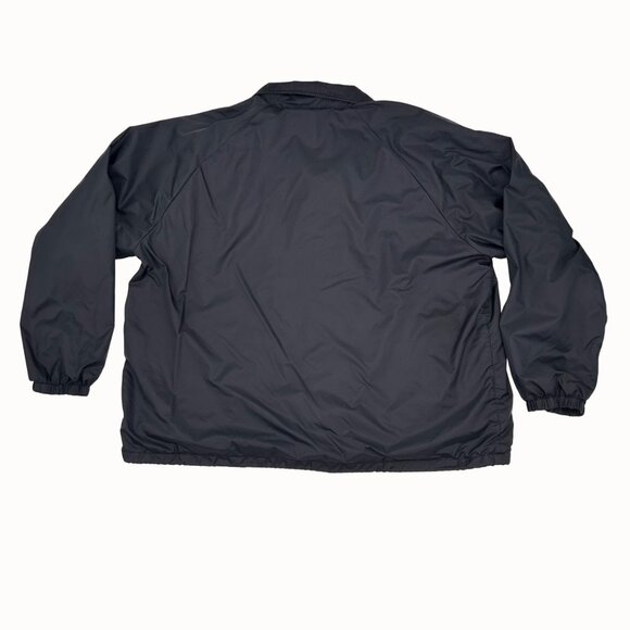 VINTAGE JERZEES BLACK NYLON WINDBREAKER LINED JACKET W/ DRAWSTRING BOTTOM 2XL - Picture 4 of 4